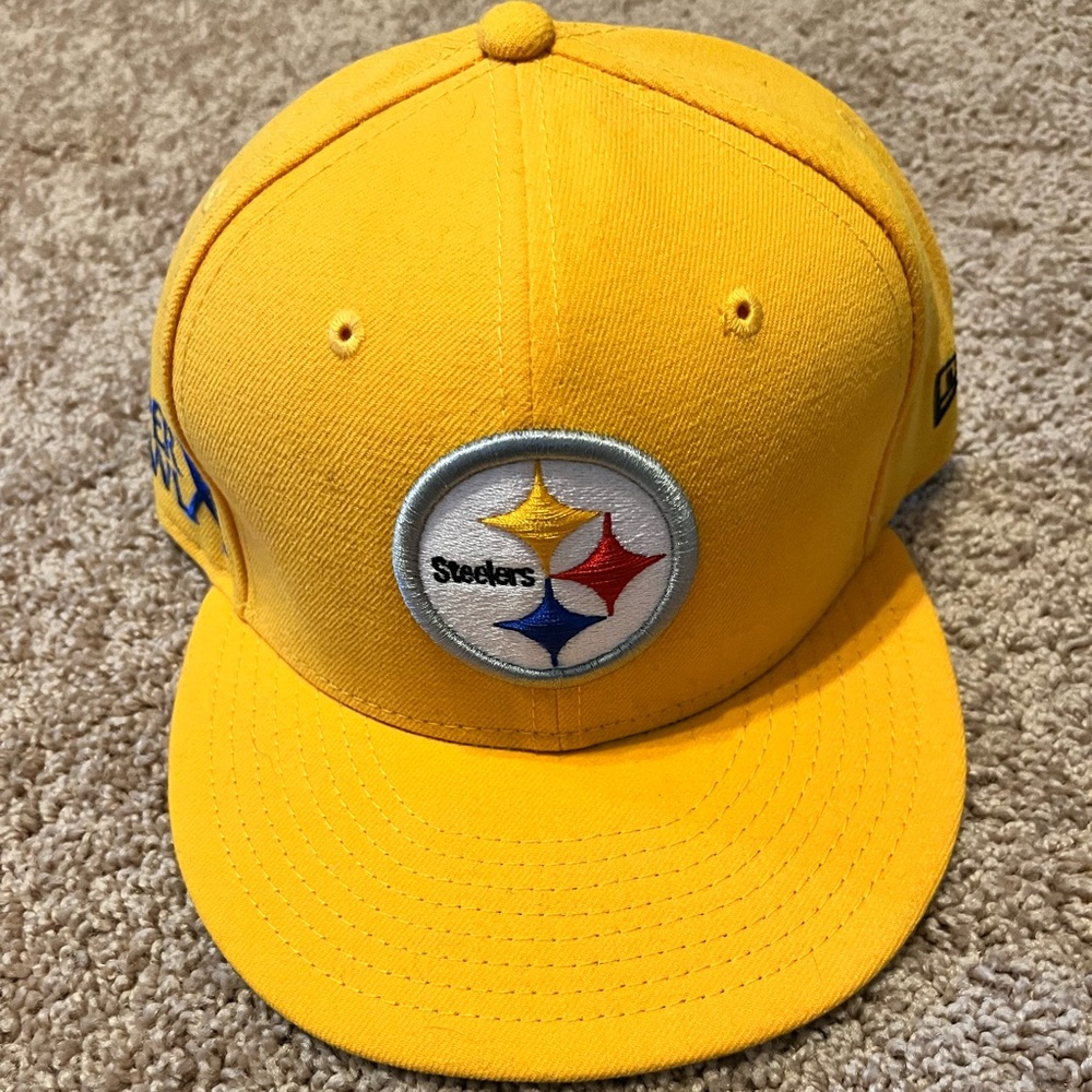 Mens New Era Yellow Steelers Flat Brim Fitted Hat (size 7.5)